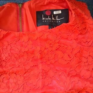 Nicole Miller Vibrant Red Floral Lace Dress